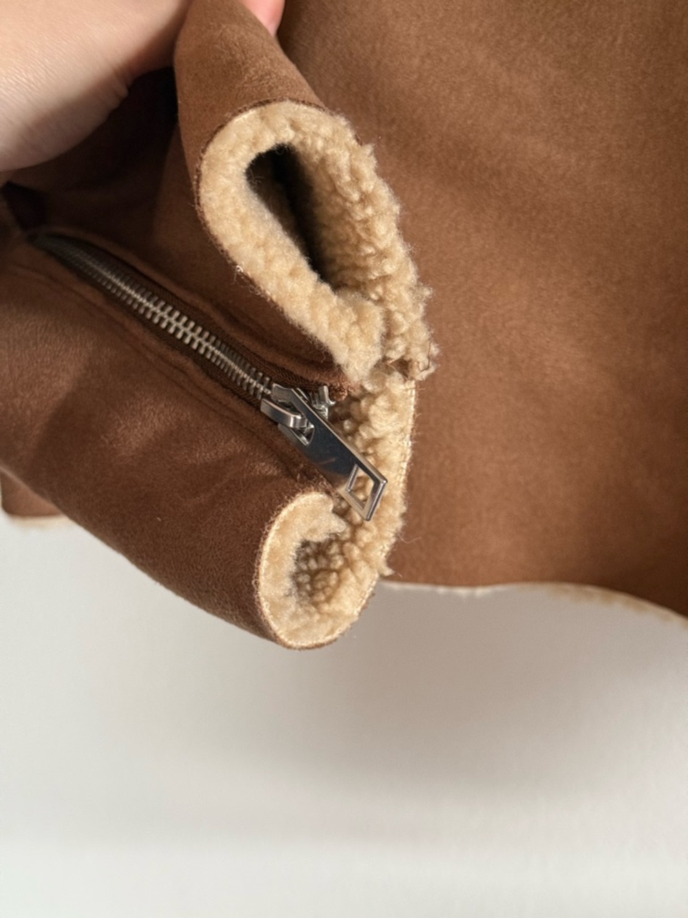 H&M Tan Brown Sherpa-lined Aviator Jacket - Picture 4 of 7